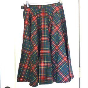 Vintage Pendleton wool plaid circle skirt 12 26" waist green red Stewart tartan